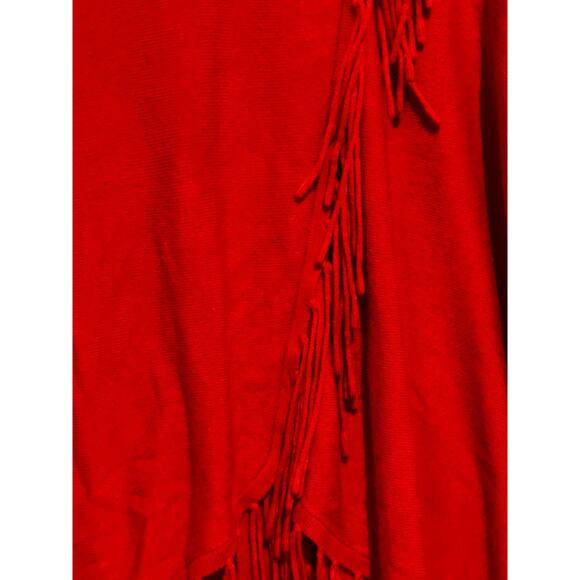 Drapers & Damons Plus Sz 1X Red Sweater Rolled Neck & Fringe Tunic Career Boho - Picture 2 of 8